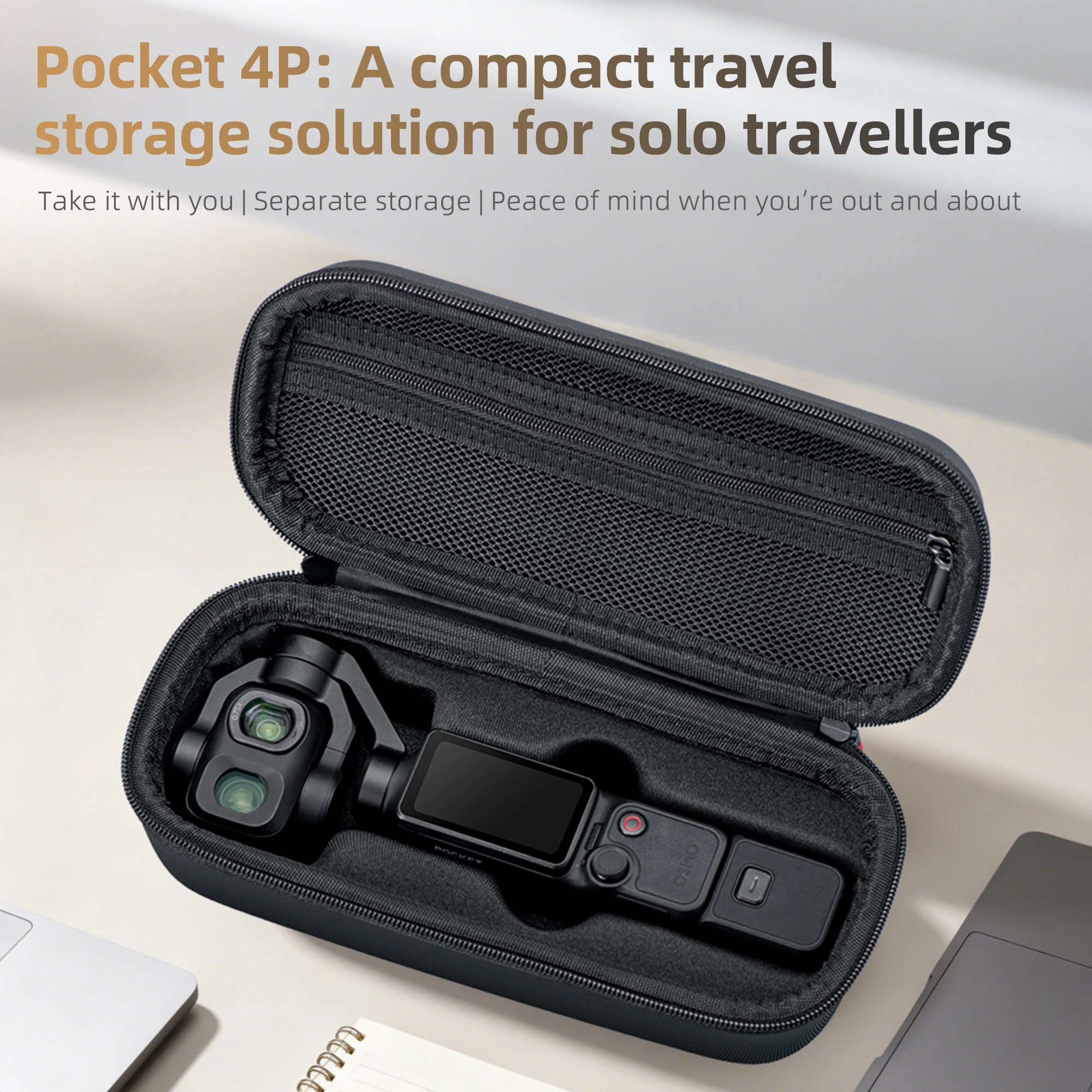Carrying Case for DJI Osmo Pocket 4 Pro Accessories 1:1 Custom Fit Protective Storage Bag Mesh Pocket and Wrist Strap Handbag