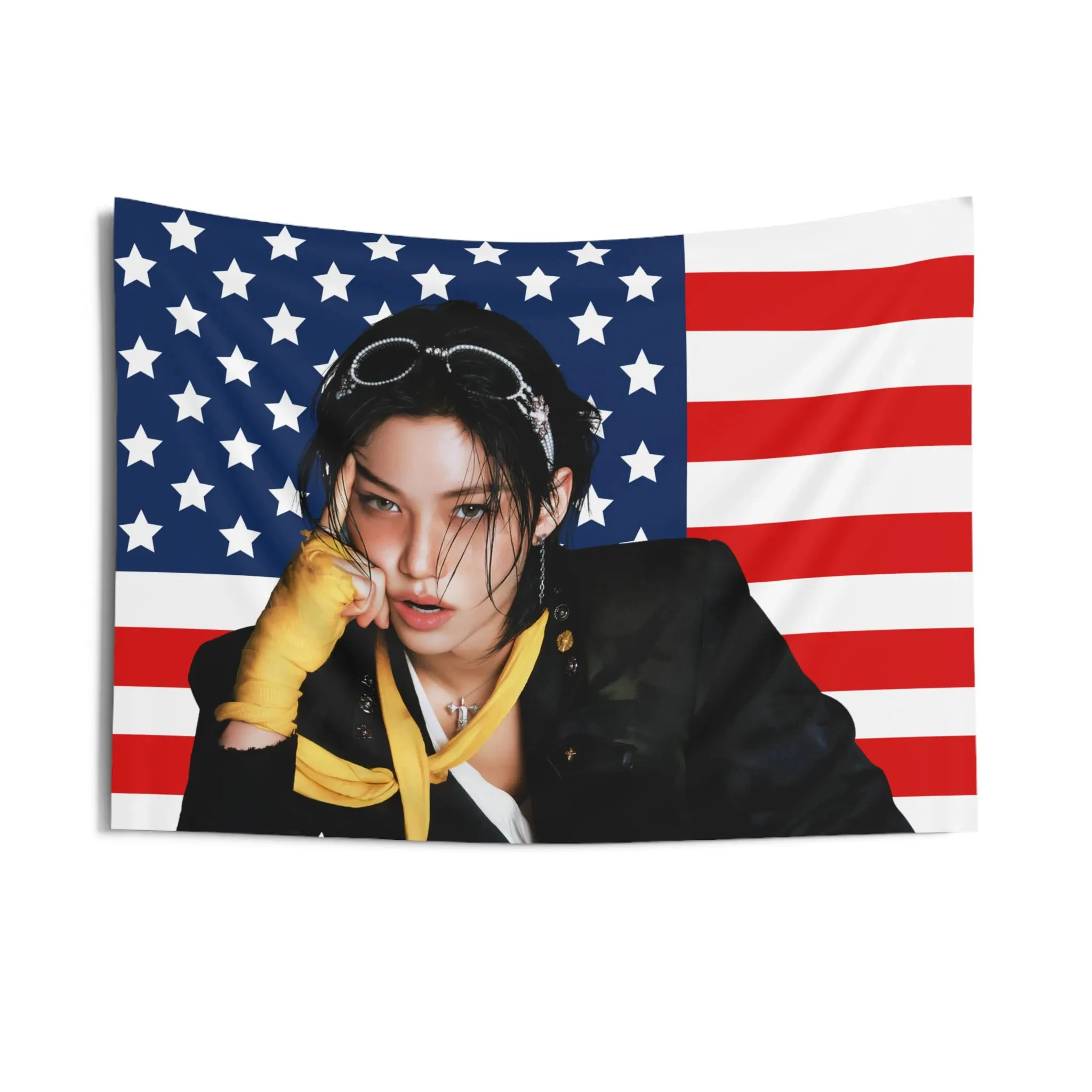 Bandera Decorativa SKZ Felix, Bandera de Concierto Popular, Llena de Vitalidad, Tapiz con Logotipo de la Bandera Estadounidense, Regalo para Fanáticos de Niños sin Hogar