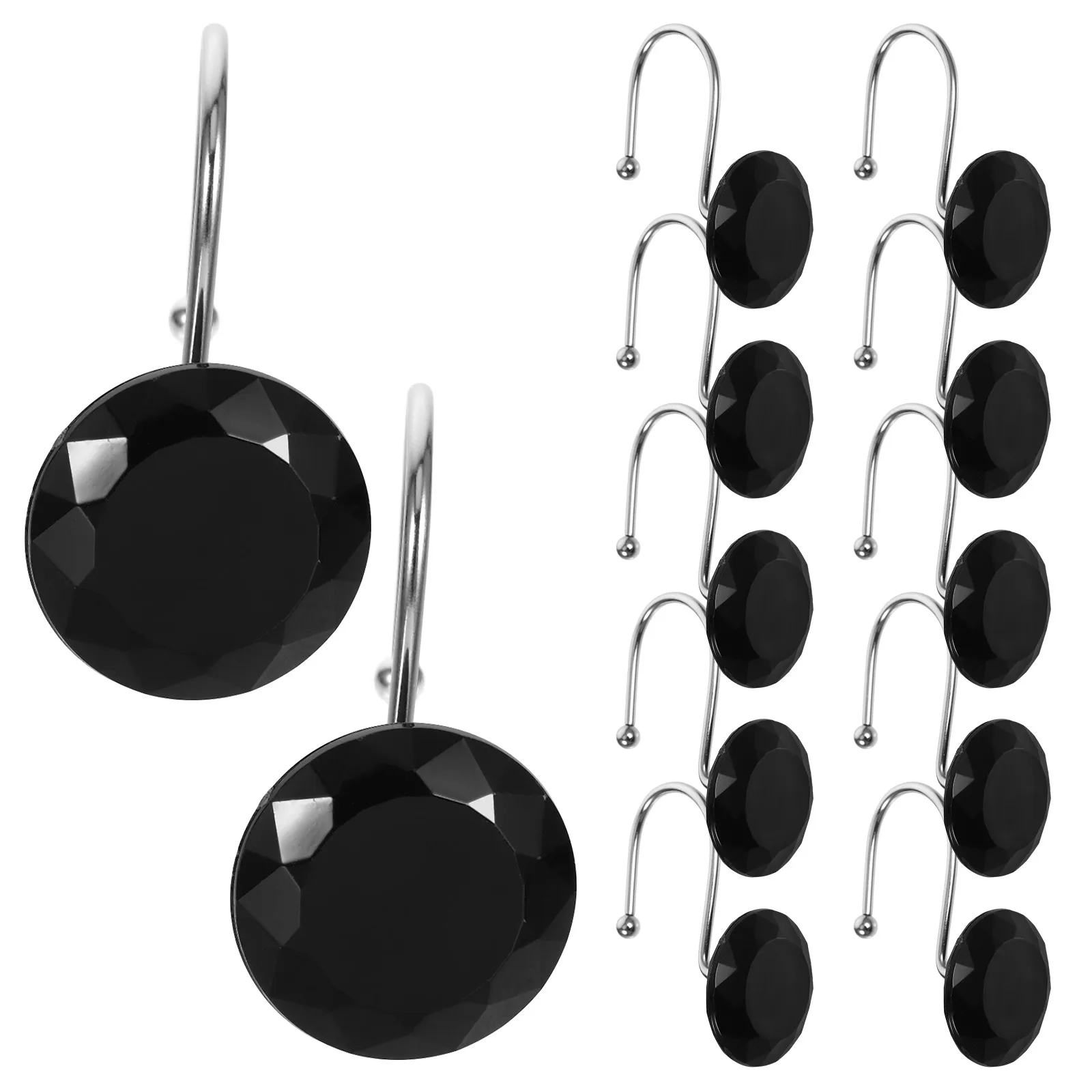 

12Pcs Shower Curtain Hooks Metal Acrylic Smooth Glide Sturdy Rings Bathroom Curtain Hangers Shower Hook Bathroom Hooks