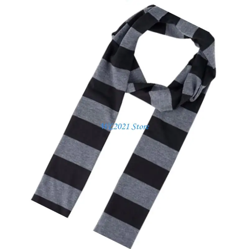 

G5GC Cotton Stripe Long Scarf Photography Narrow Scarf Neckwrap Casual Wear Neckwrap