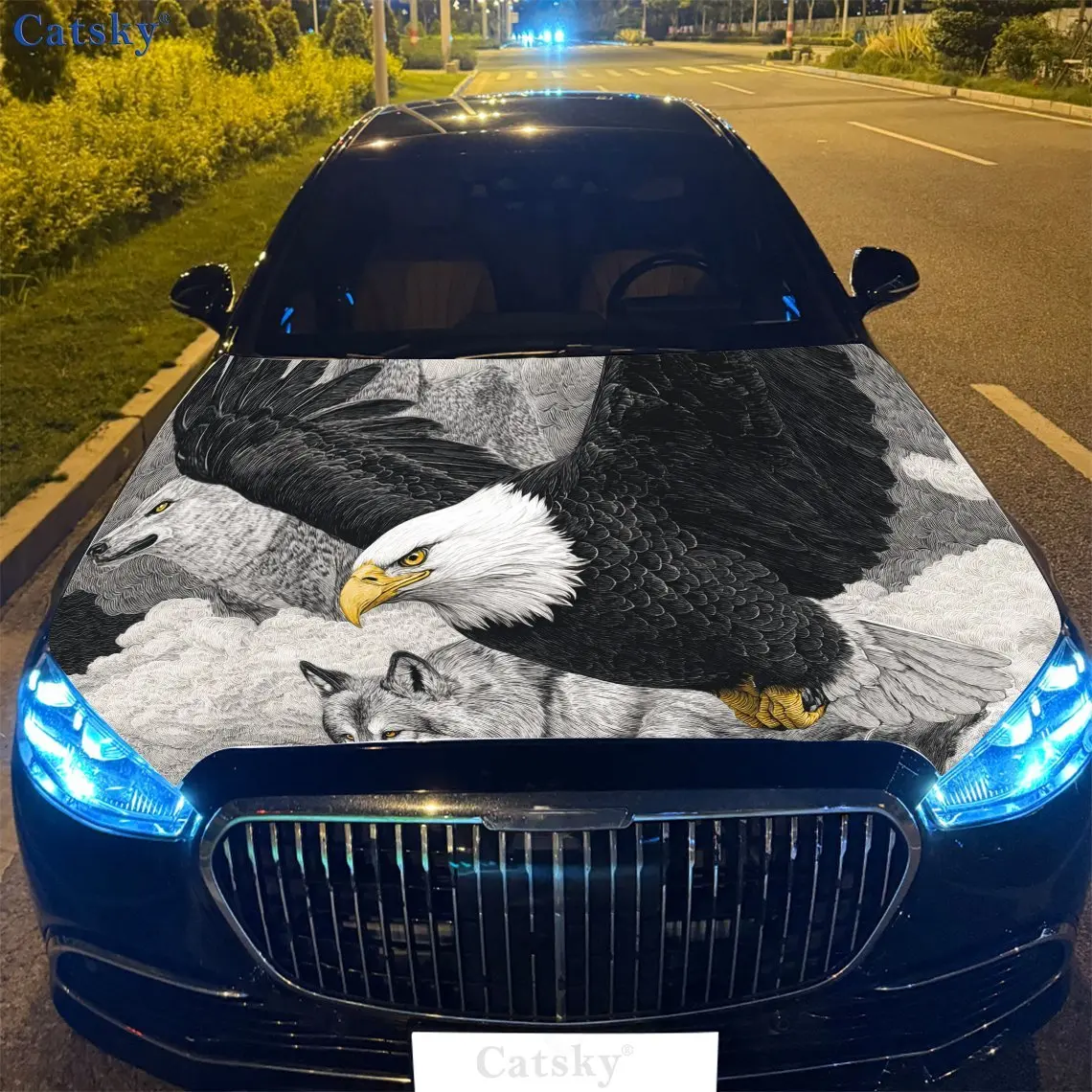

Mighty Eagle Car Hood Vinyl Wraps Sticker, Auto Decal, Waterproof Self-adhesive Vehicle Decal, Anti-scratch Auto Exterior Access