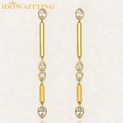 Wholesale Micro Pave Cubic Zircon Tassel Chain Hanging Drop Earrings for Women 2025 Fashion Ins Jewelry