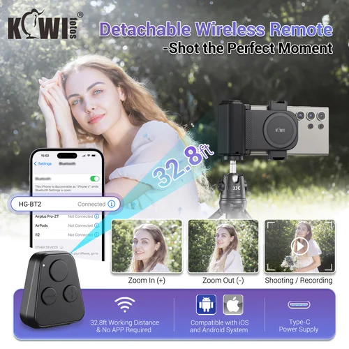 Imagen 2 del producto Agarre Universal para cámara de teléfono, trípode con zoom Android para teléfono con Control remoto y adaptador de zapata fría para iPhone 16 Samsung