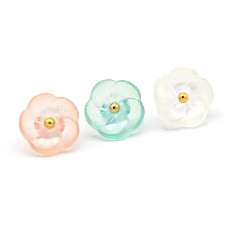 Botones de mango de flores para niños, ropa de mujer, accesorios de costura decorativos pequeños, blanco, rosa, verde, 20 piezas, venta al por mayor