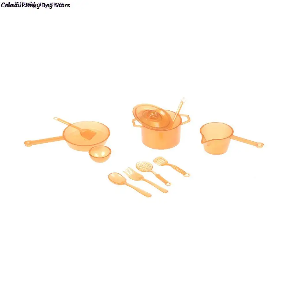 New 10pcs/Lot Mini Tableware 1:12 Dollhouse Miniature Figure Fork Pot Kitchen Set Food Toys Accessories Dolls Pretend Play Toys