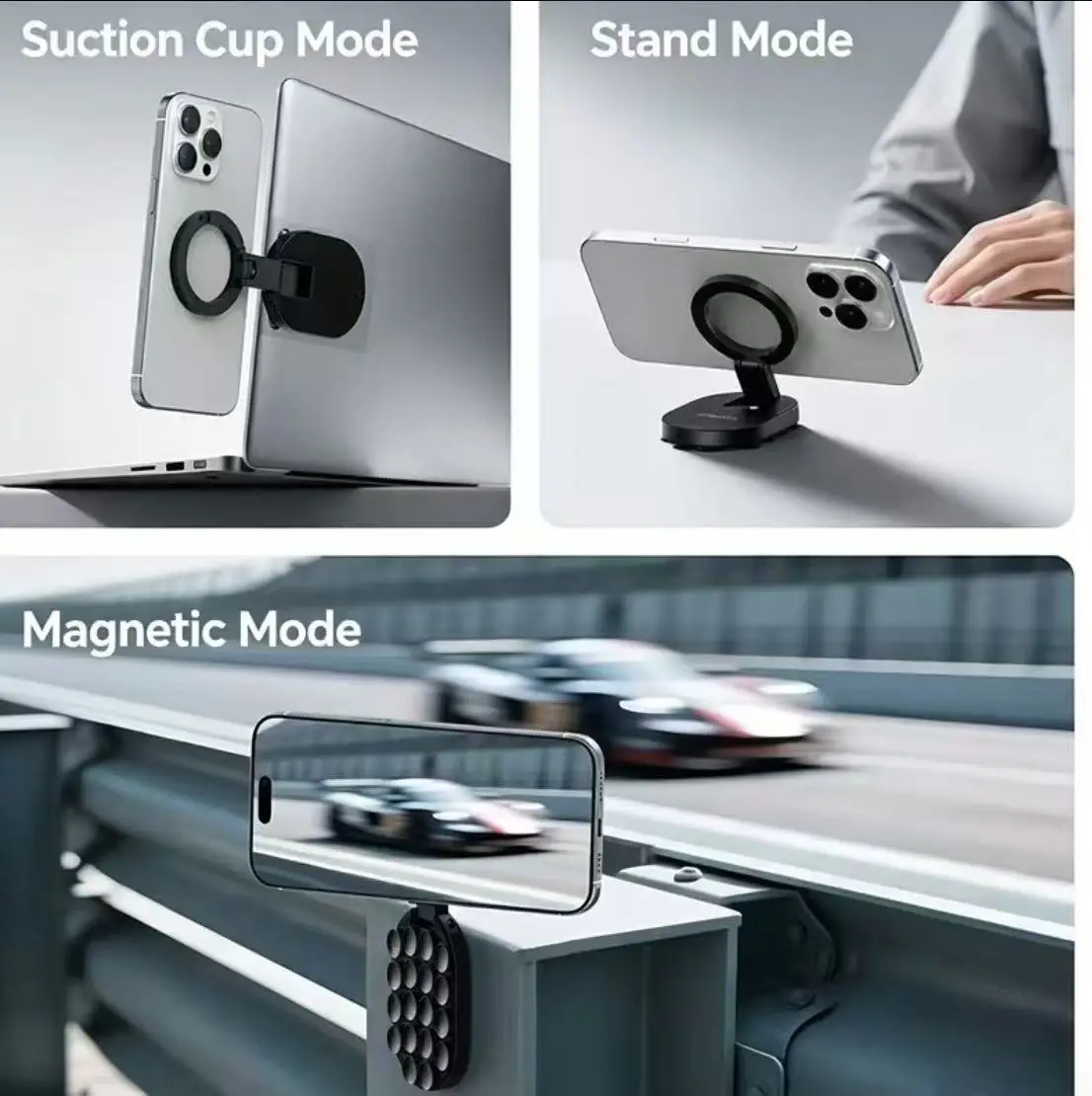 3 In 1 Magnetic Suction Cup Stand Bracket 360° Rotatable Phone Holder Foldable Magnetic Smartphone Stand Live Lazy Support1/2/4