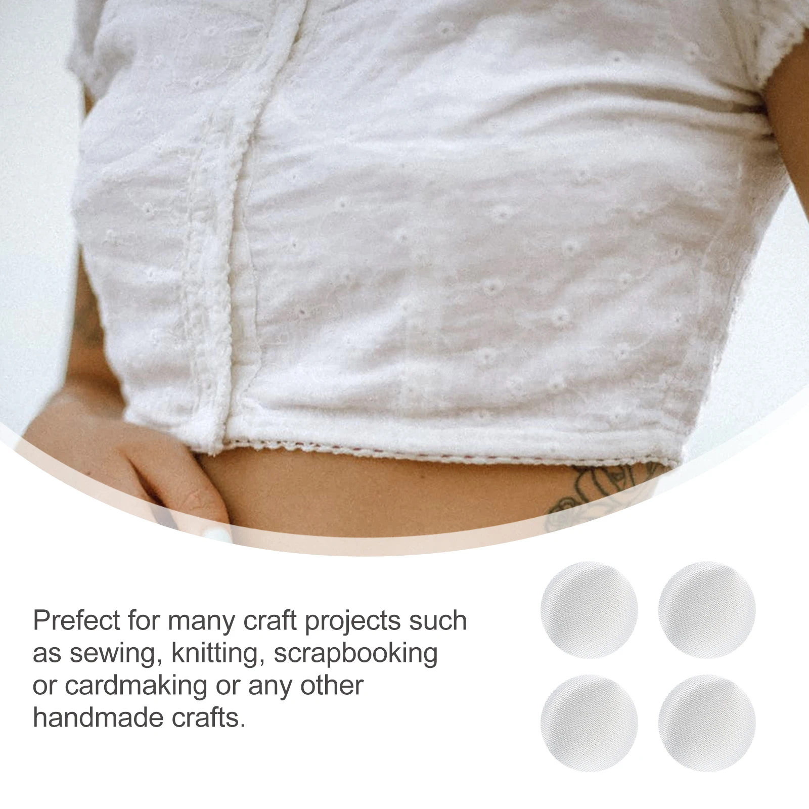 

15Pcs Silk Shirt Buttons White Satin Covered Metal Buttons for Tuxedo Suit Bridal Gowns Blouses DIY Sewing