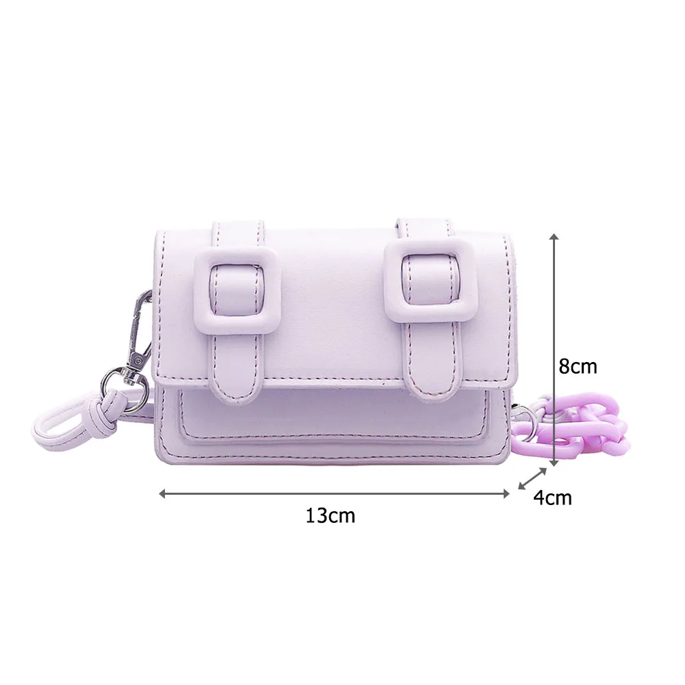 Tas selempang Mini wanita, warna permen, tas kurir bahu untuk anak perempuan, dompet rantai untuk belanja luar ruangan, dekorasi perjalanan