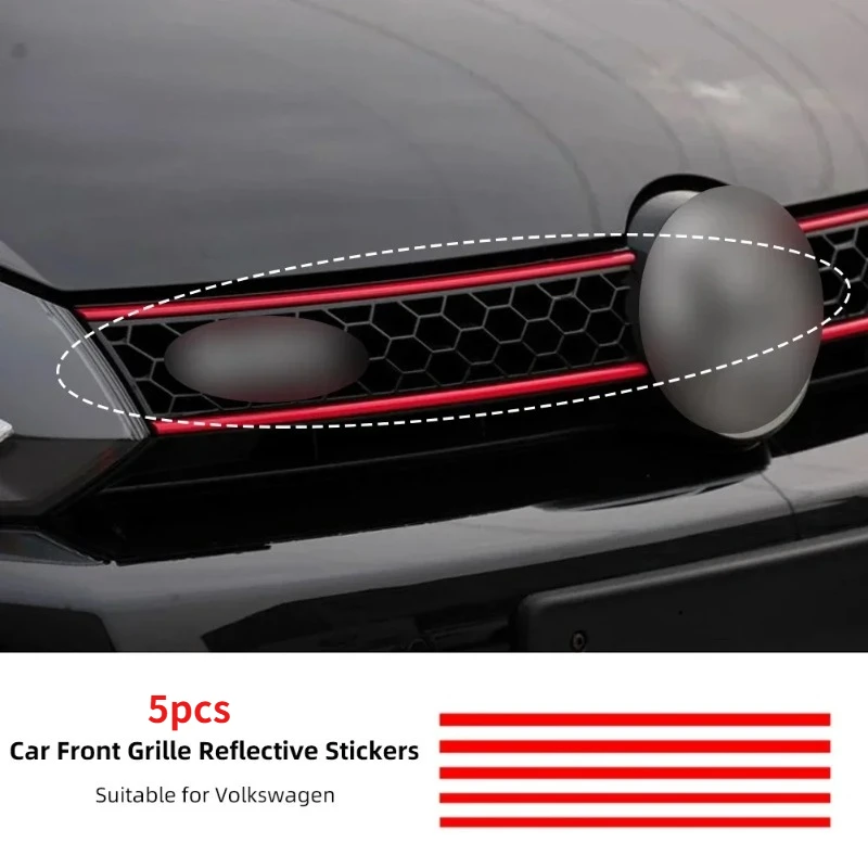 5 Pcs Car Modification Grille Decorative Strips Color Changing Car Modified Decoration Sticker for VW Polo GTI Sagitar Golf 6 7