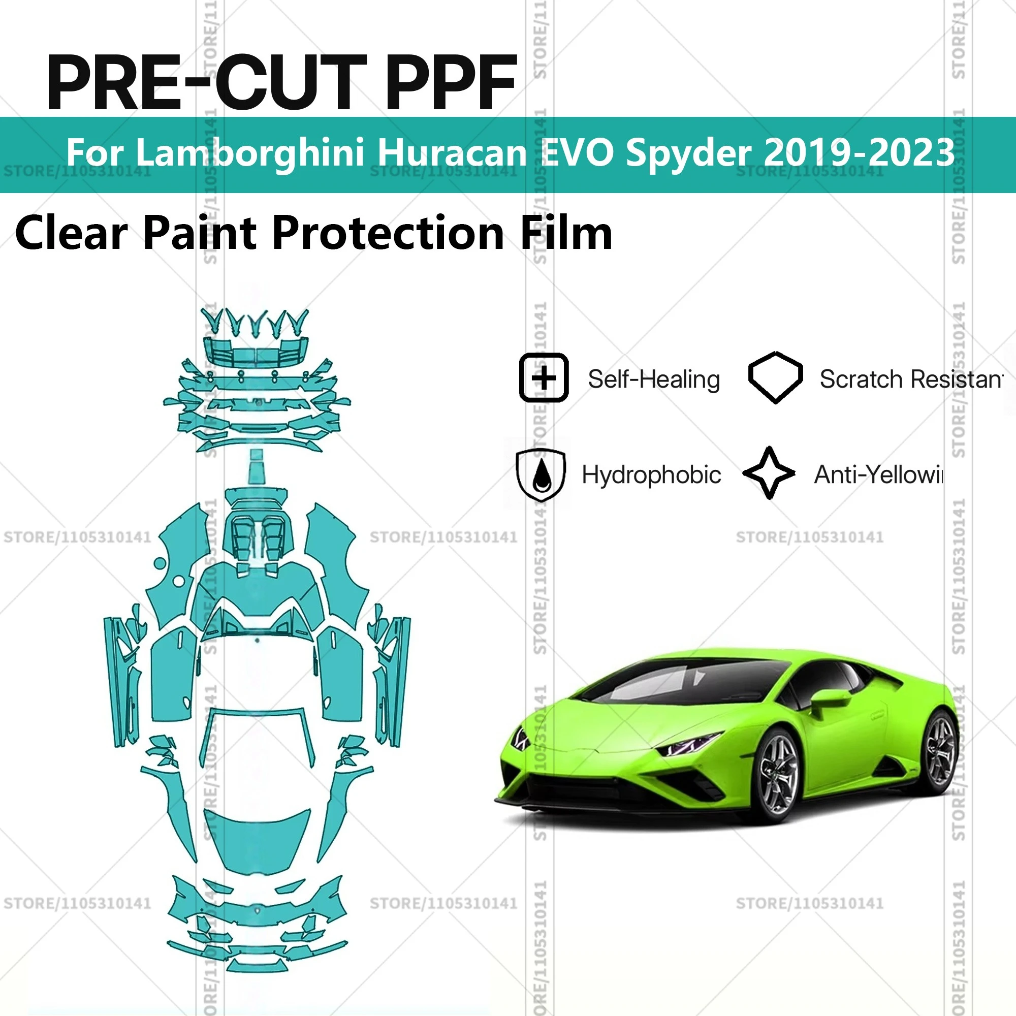 

For Lamborghini Huracan EVO Spyder 2019-2023 Pre-Cut Paint Protection Film PPF Transparent Car Film Automotive PPF Full Vehicle