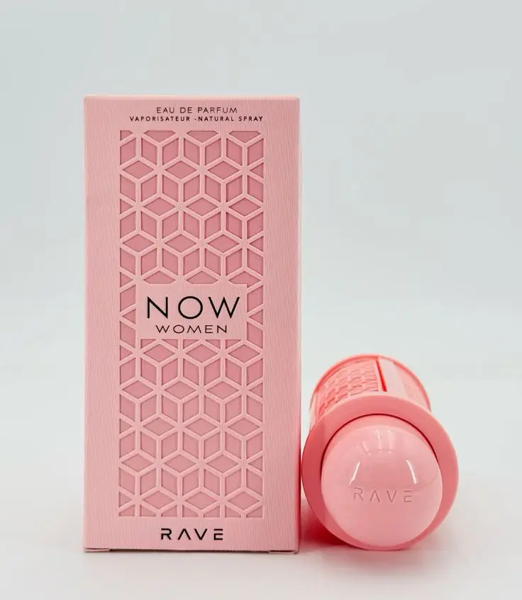 Now Women by RAVE Eau de Parfum 100 ML for women features a sweet, fruity scent with notes of red fruits, marshmallow, jasmine, and vanilla, perfect for those seeking a long-lasting fragrance.