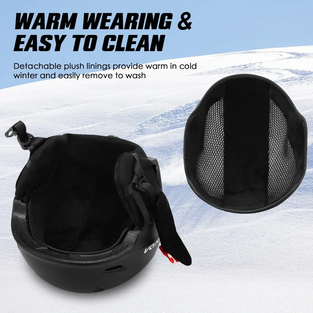 Lixada Snowboard Helmet with Detachable Earmuff Men Women Safety Skiing Helmet with Goggle Fixed Strap Professional Skiing Snow