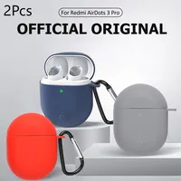 2pcs Soft Silicone Earphone Cover For Xiaomi Redmi Airdots 3Pro Buds 3 Pro Wireless Headset Earbuds Protective Cases With Carabi