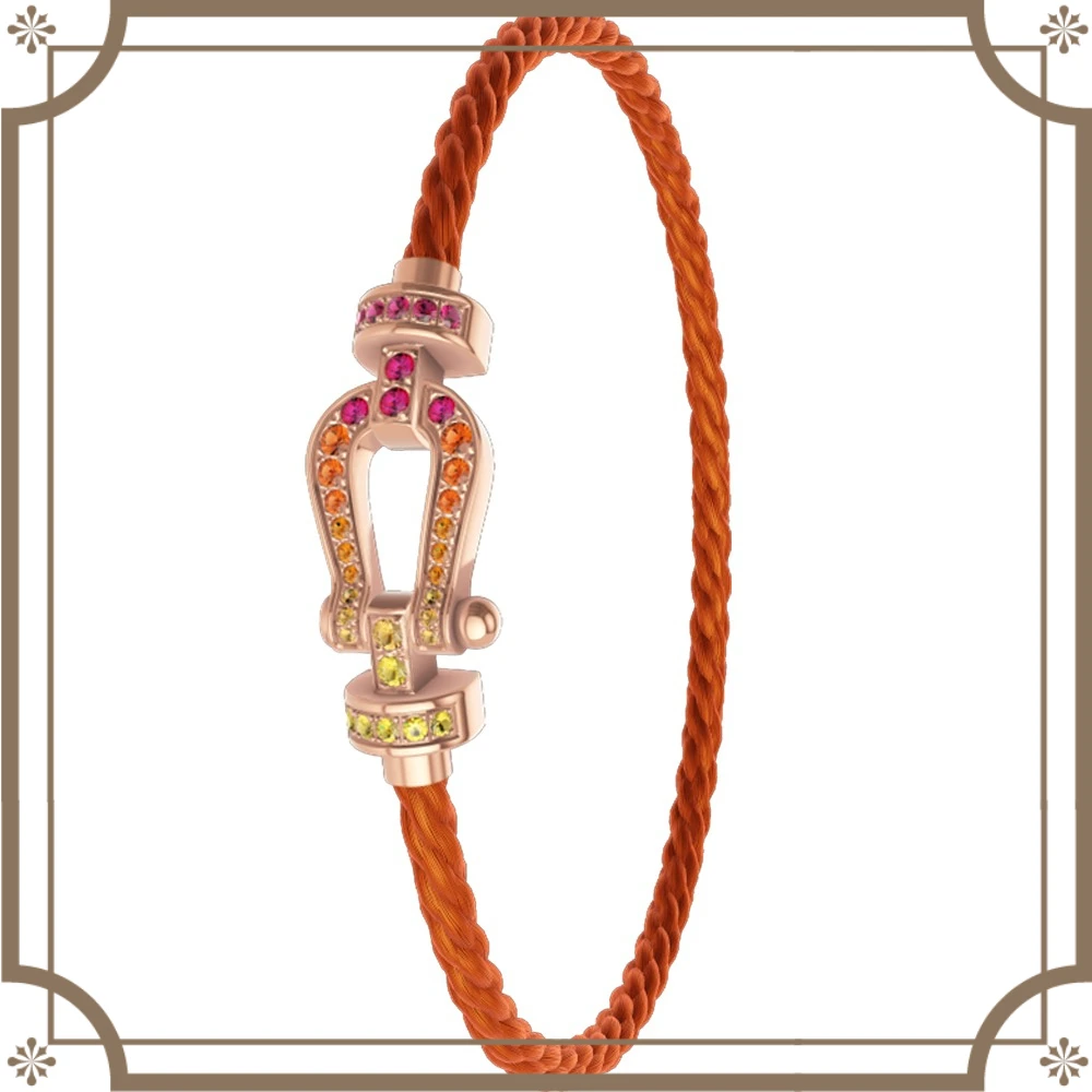 

LISV 2026 Новинка: Браслет из серебра 925 пробы с желто-оранжевым нейлоном и разноцветными цирконами. Женский, для повседневной носки, для вечеринок, подарок. Роскошное украшение для пар.