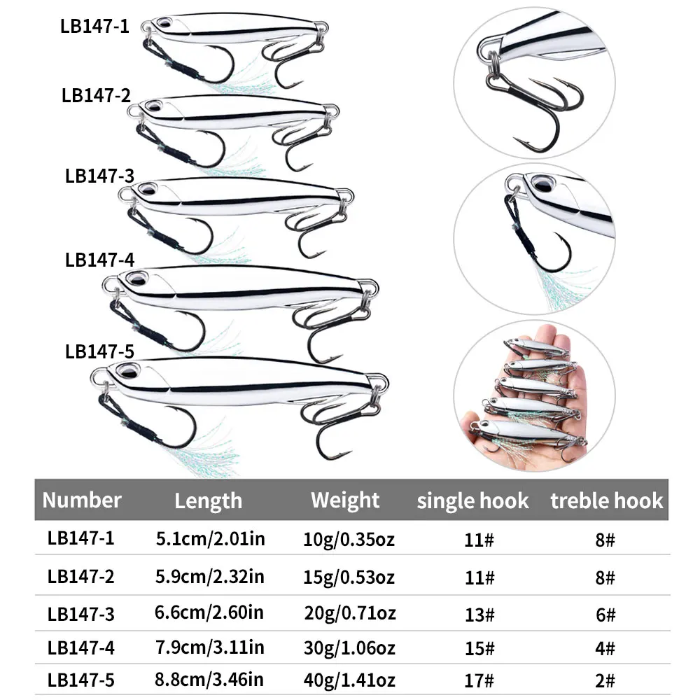 Metal Tuna Jig lures Spinner Fishing Bait 10G15G 20G 30G 40G Bass Fishing Accessories Saltwater Lures Fish Wobblers for Trolling