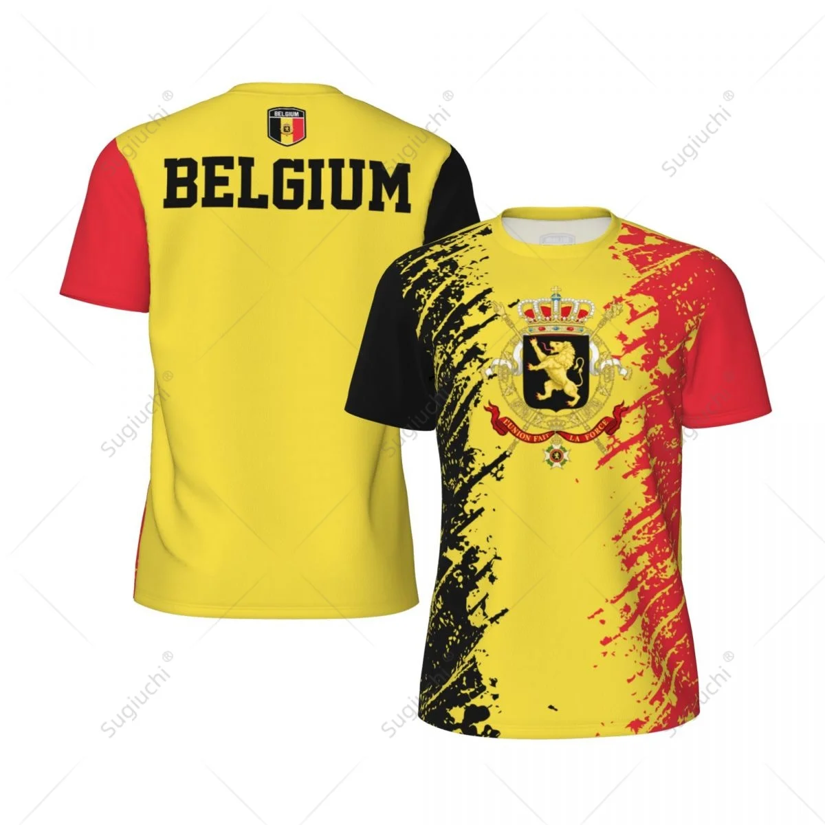 Exclusive design Belgium Flag Grain 3D Printed Men For Running Bike Soccer Tennis Fitness Sports tshirt Mesh Fans Short T-shirt