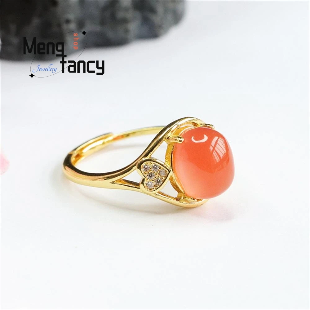 Natural Salt Source Agate Colorful Love Dove Egg Ring Simple Elegant High-grade Couple Jewelry Fashion Exquisite Holiday Gifts