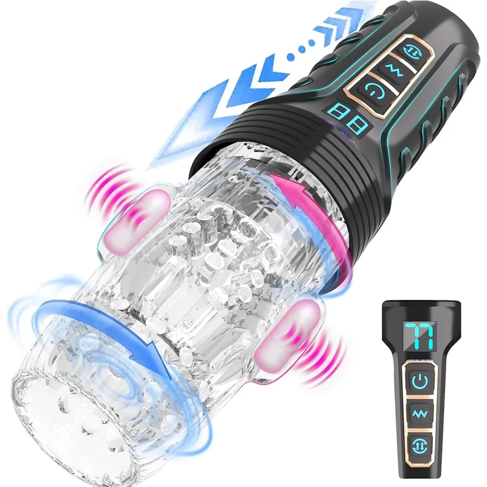 Automatic Rotating Vibrating Male Masturbator Penis Massage Vibrator Real Oral Sex Glans Delay Trainer Masturbation Toys for Men