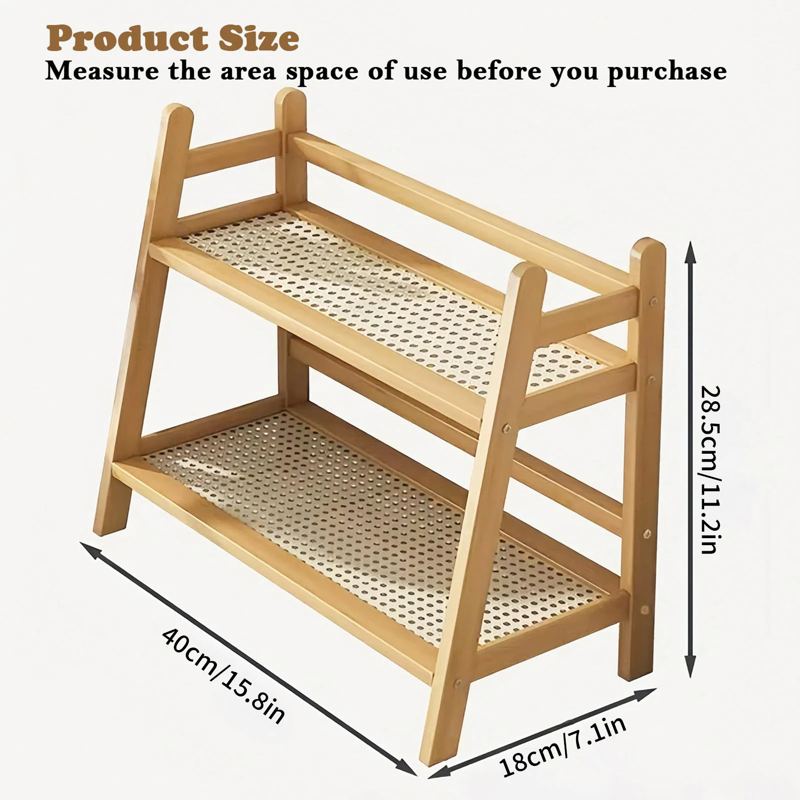 Wooden Double Layer Rack Simple Standing Utility Storage Shelf Practical Gifts for Families Friends