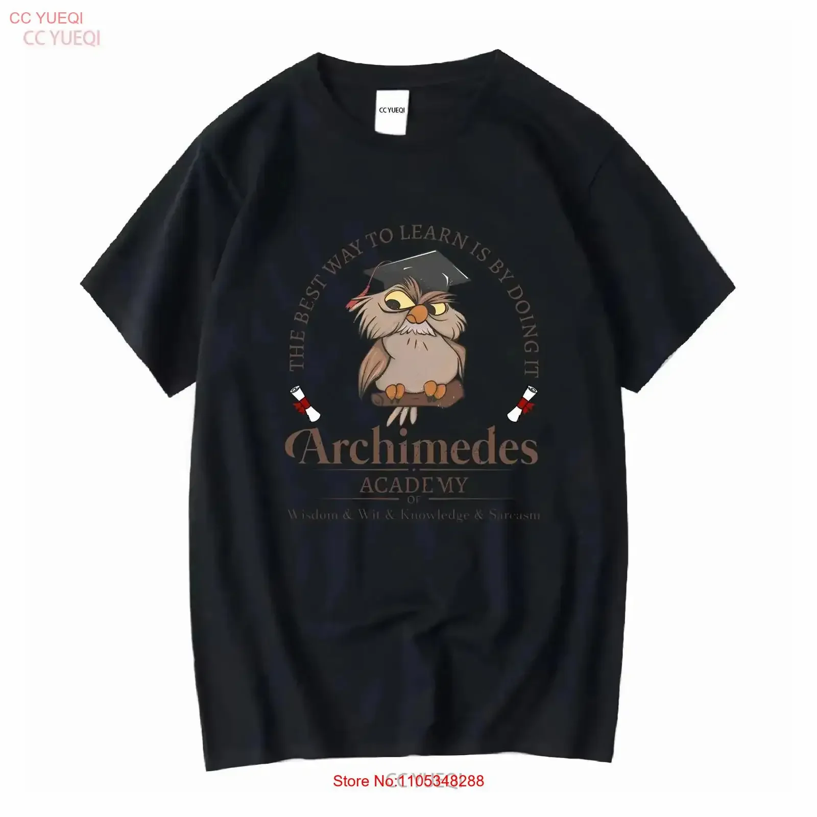 Retro Archimedes Academy Knowledge Sarcasm T Shirt Sword In The Stone Owl vintage Washed Comfortable vintage Washed Soft homme