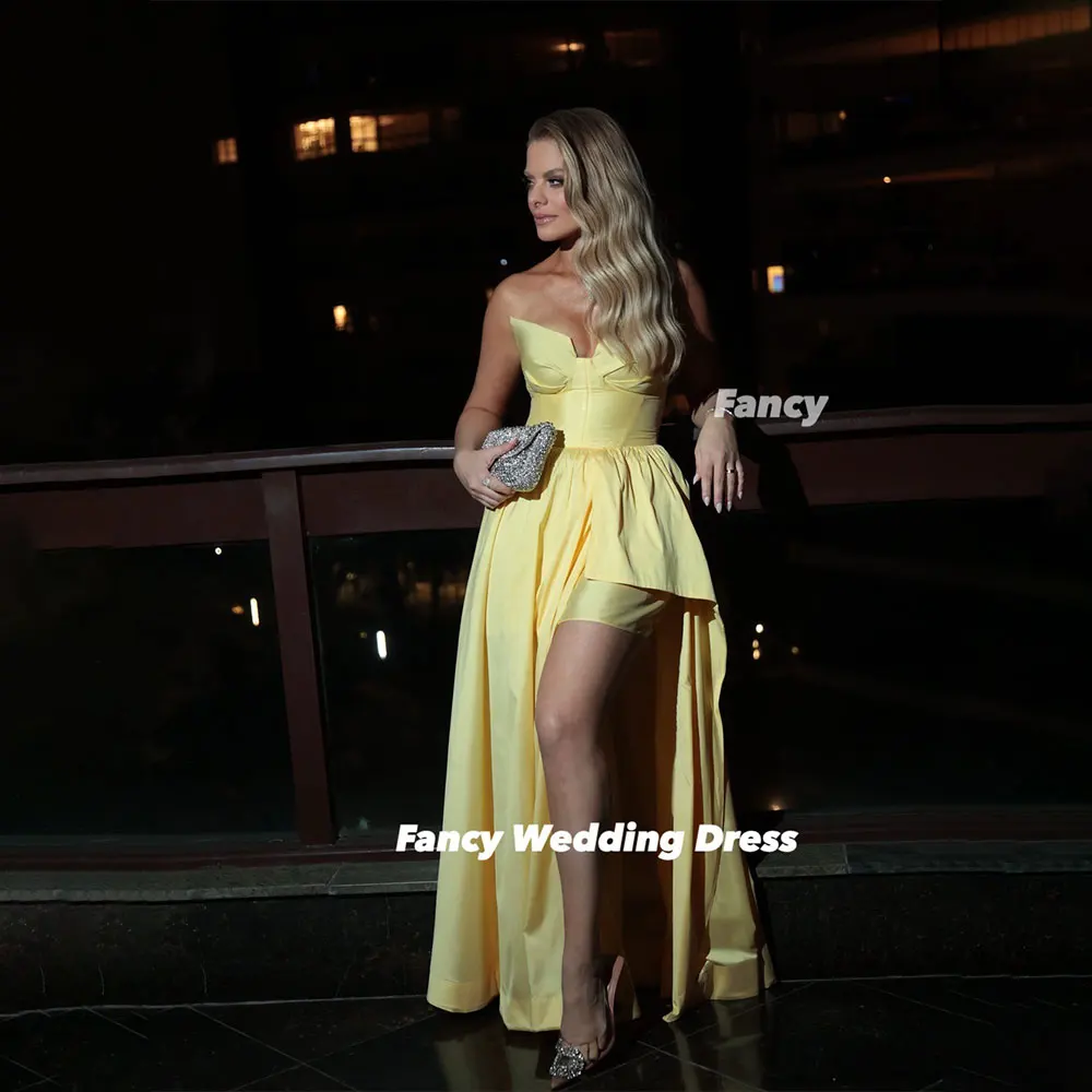 يتوهم مثير الأصفر الخامس الرقبة مساء اللباس ألف خط التفتا الحفلة الراقصة الظهر مشد المملكة العربية السعودية فساتين النساء حسب الطلب