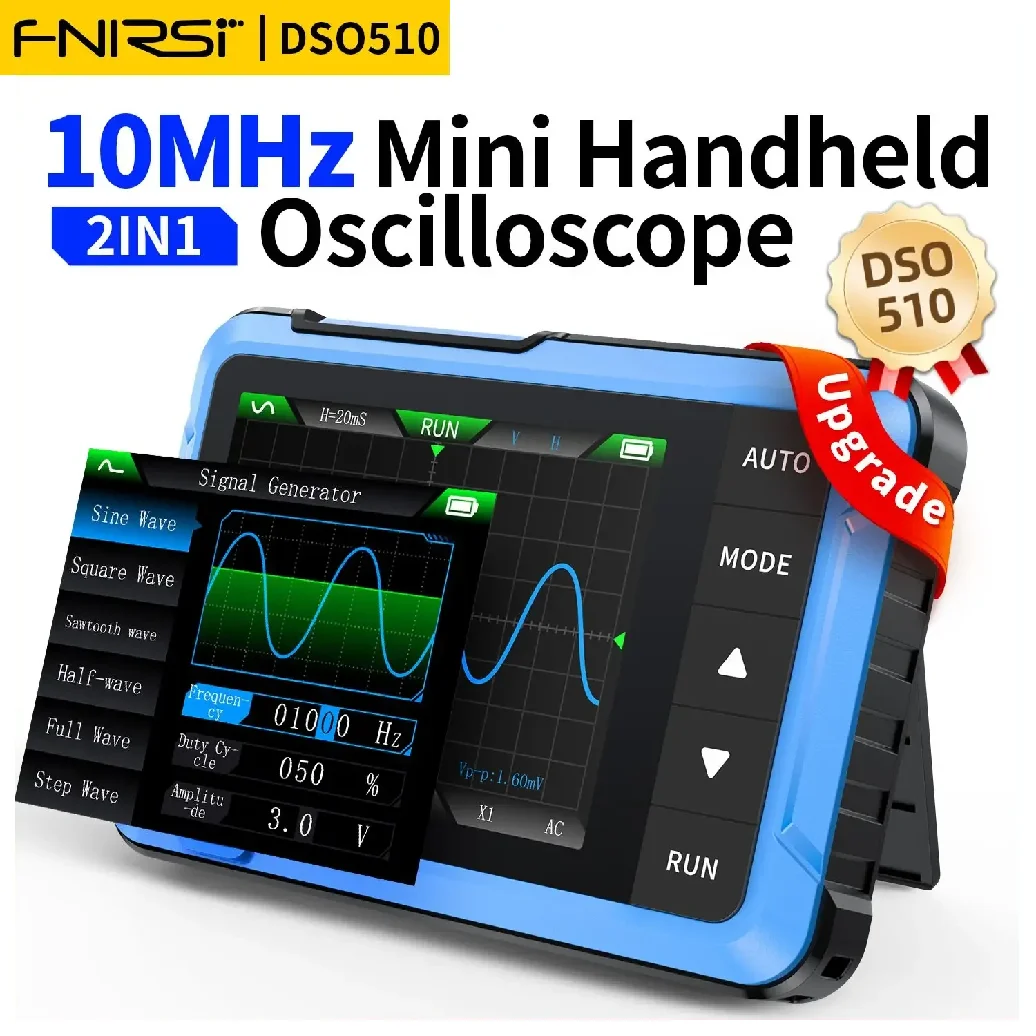 

FNIRSI Новый портативный цифровой осциллограф DSO510 DSO152 DSO153 2-в-1, 48 МВыб/с, полоса пропускания 10 МГц, инструмент для ремонта электроники