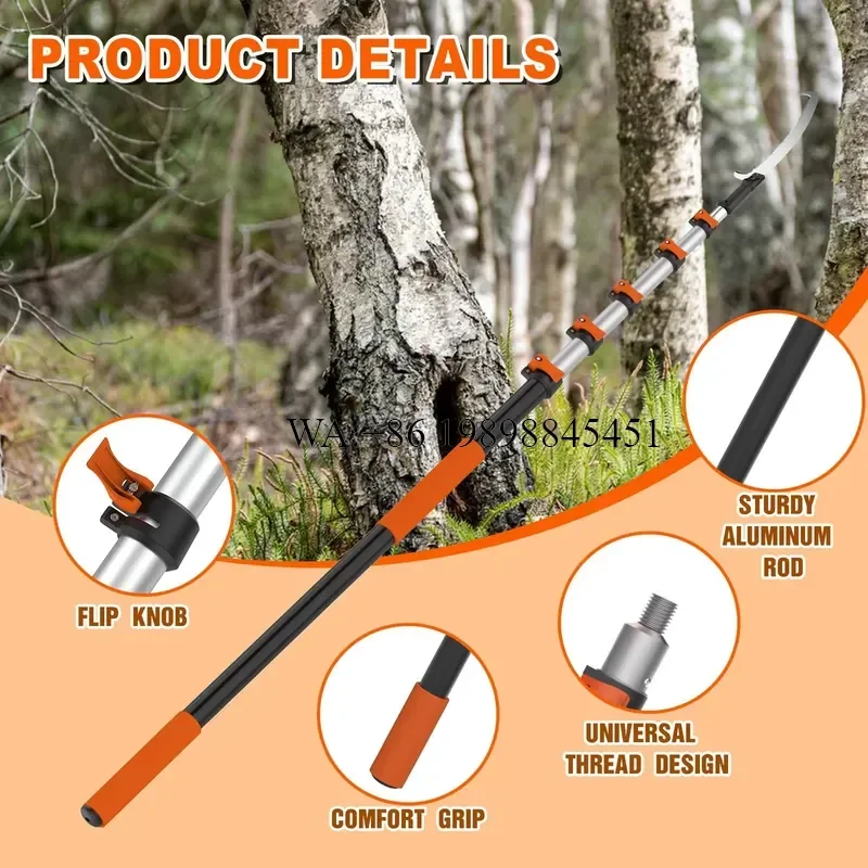 WMWMNU Telescopic Manual Tree Pruner Pole Saw 12-24FT for Garden Pruning Carbon Steel Blade Plastic Handle OEM Custom