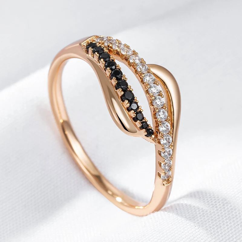 Kinel Luxury 585 Rose Gold Color Bride Wedding Ring For Women Fashion Shiny Natural Zircon Accessories Fine Daily Party Jewelry