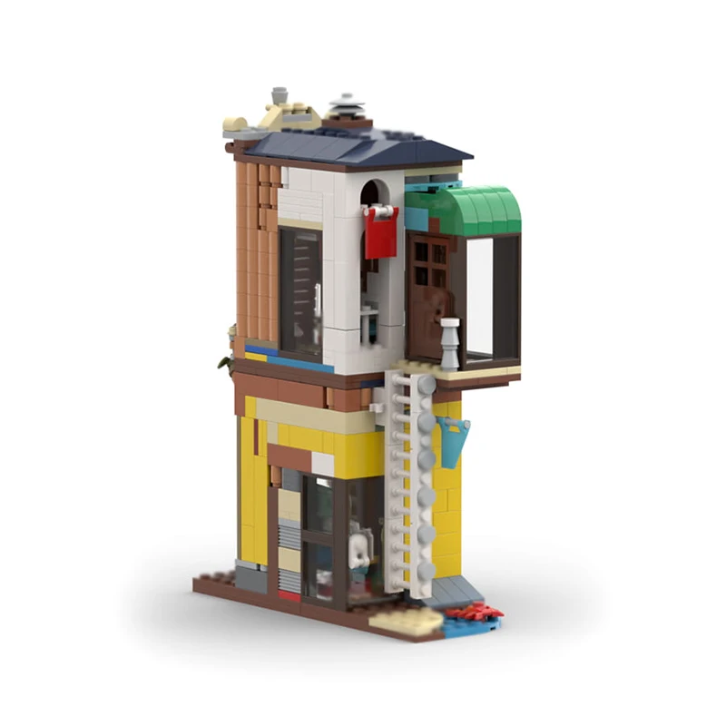 シティストリートビューモデル MOC ビルディングレンガビーチサーフハウスモジュラー技術ギフトホリデー組み立てる子供のおもちゃスーツ