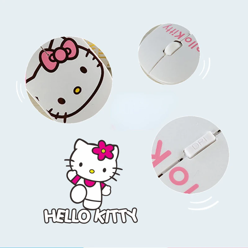 Hello Kitty mysz Mini bezprzewodowa Bluetooth USB cicha kreskówka Anima akcesoria do laptopów akumulator Lenovo Asus HP uniwersalny