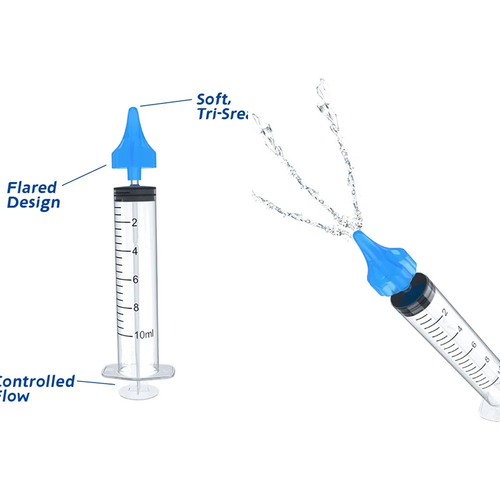 Ear Cleaner Irrigation Kit, Ear Wax Removal Tool, Seringa de Lavagem de Água, Confortável, Único, Ferramentas de Saúde, 10ml, 2Pcs