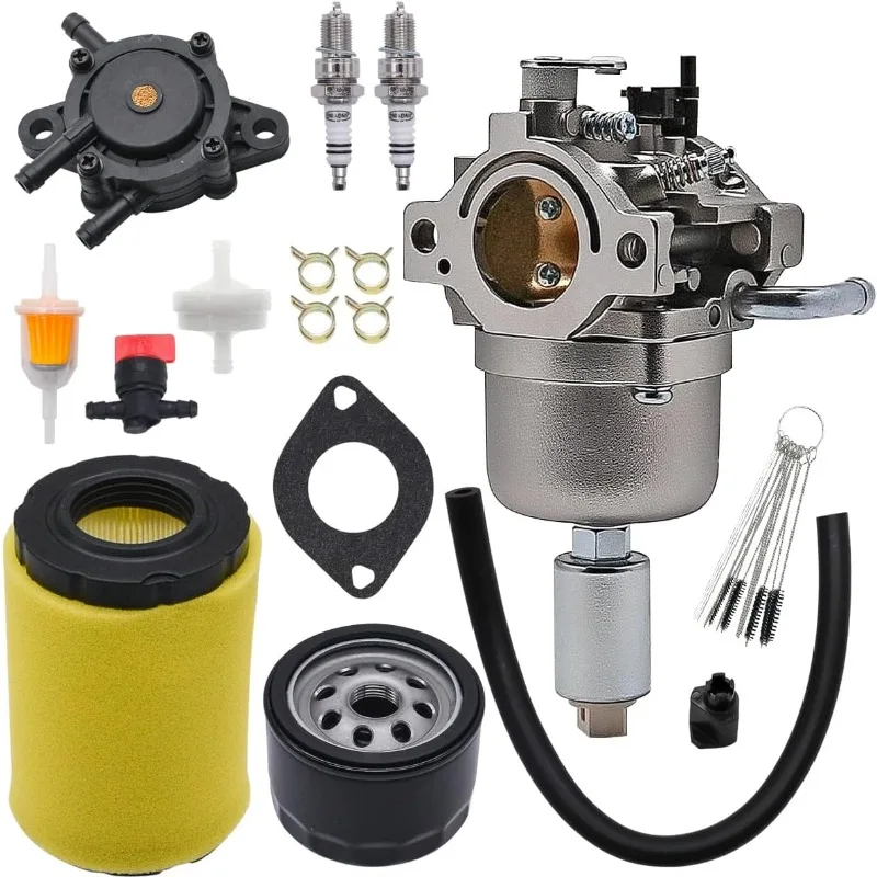 Carburador PP19A42 compatible con cortacésped Poulan Pro (960460077 00), carburador para tractor con filtro de aire PP19A42, filtro de aceite y kit de ajuste.