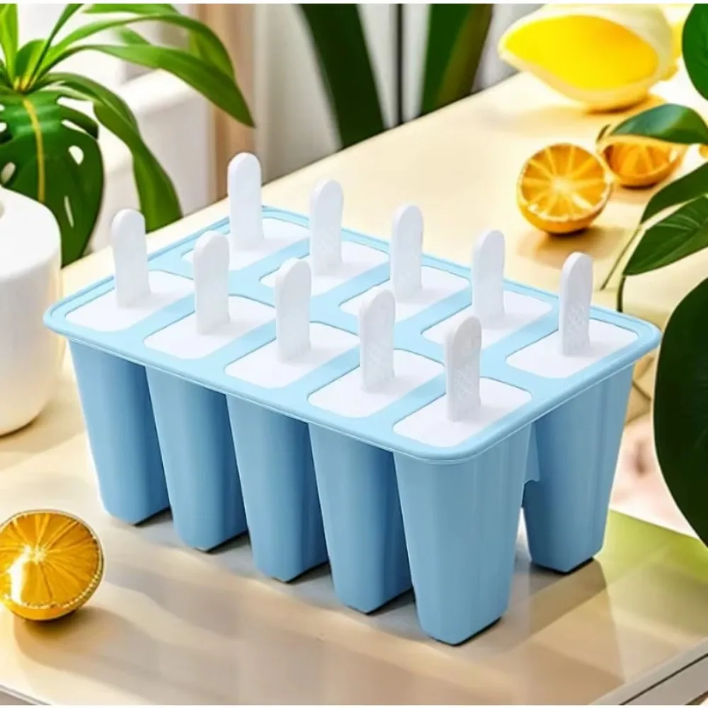 Silicone Mini Popsicle Molds, 6/10 Grid Custom Ice Cream Mold Tools with Wooden Sticks