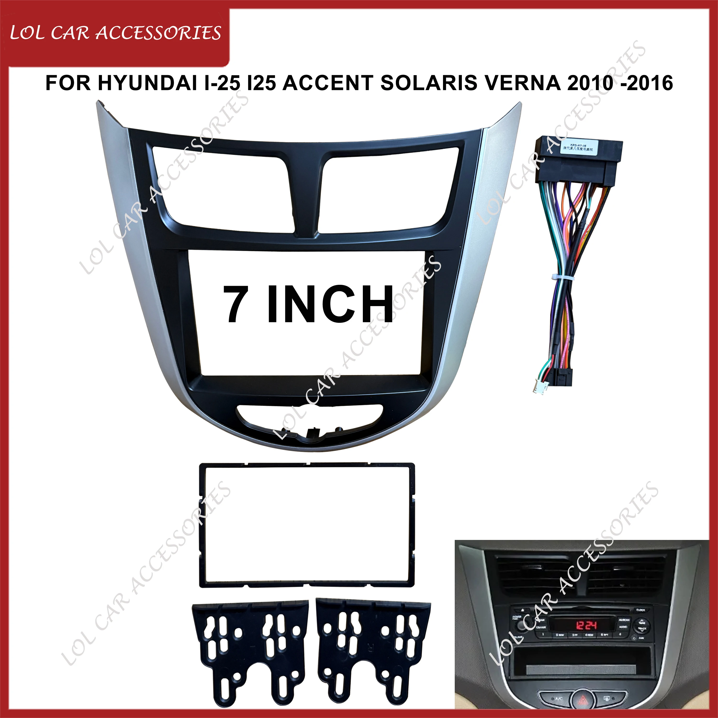 7 Inch For HYUNDAI I-25 I25 Accent Solaris Verna 2010 Car Radio Android MP5 Player 2Din Head Unit Stereo Fascia Panel Dash Frame