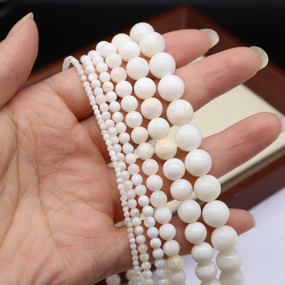 2-10mm White Round Semi-Finished Natural Freshwater Shell Beads for Jewelry Making Supplies DIY Necklace Earrings Accessories