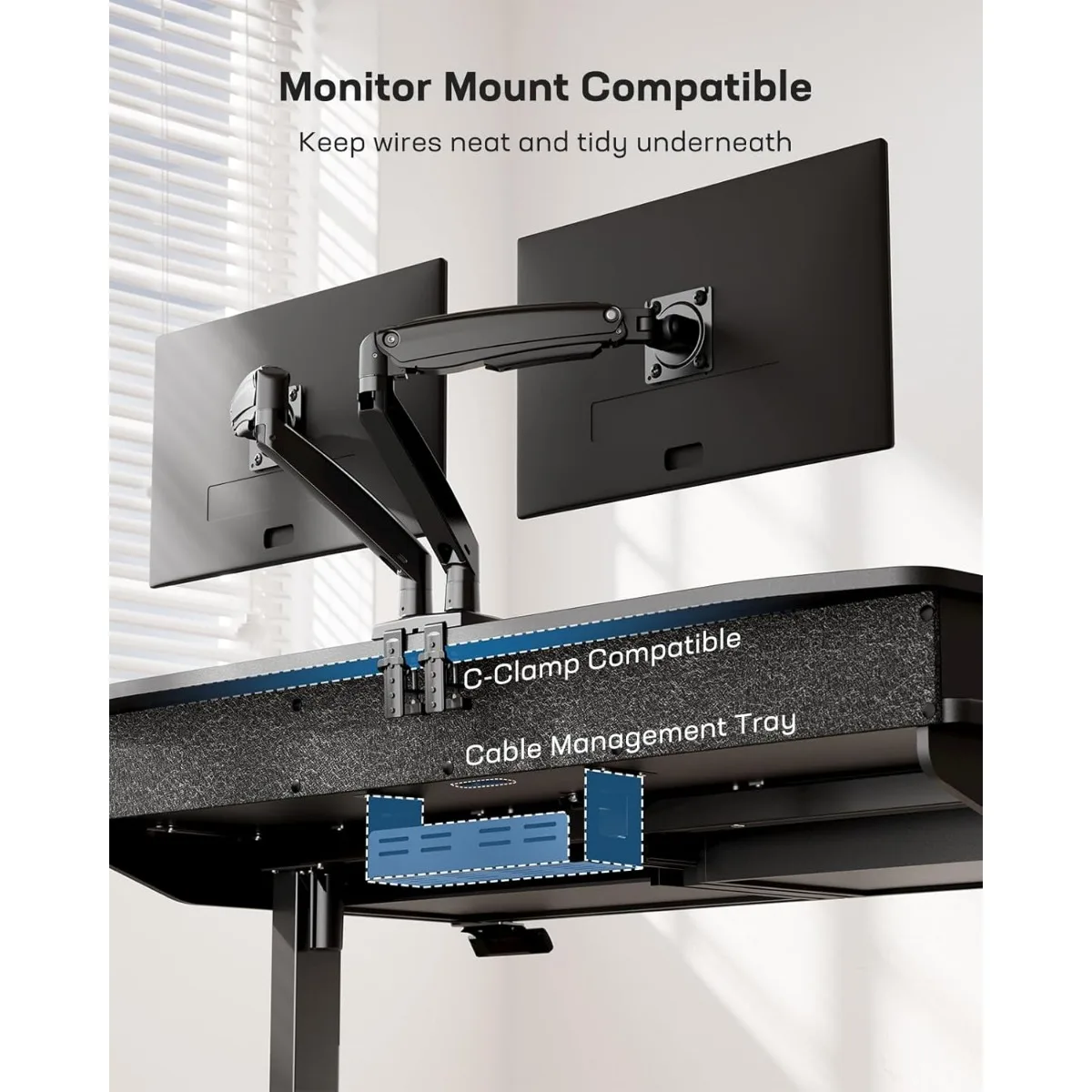 55 x 30 inch Electric Standing Desk with 4 Drawers, Adjustable Height Sit Stand Home Office Desk with Two Tiers