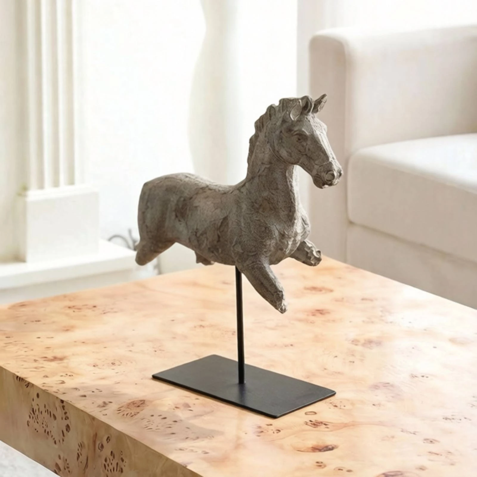 Decorative Sculpture Tabletop Horse Ornament Modern Stone-like Texture for Living Room Study Decor