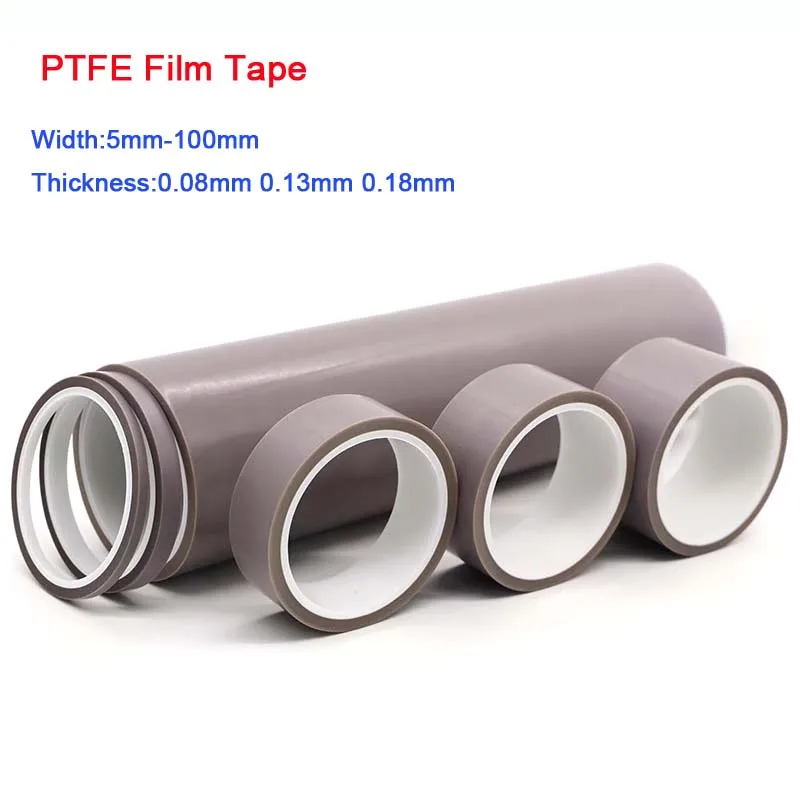 10M PTFE Film Tape High Temperature Resistance Tape Single Side Adhesive Sealing Machine Waterproof Tapes Thick 0.08/0.13/0.18mm