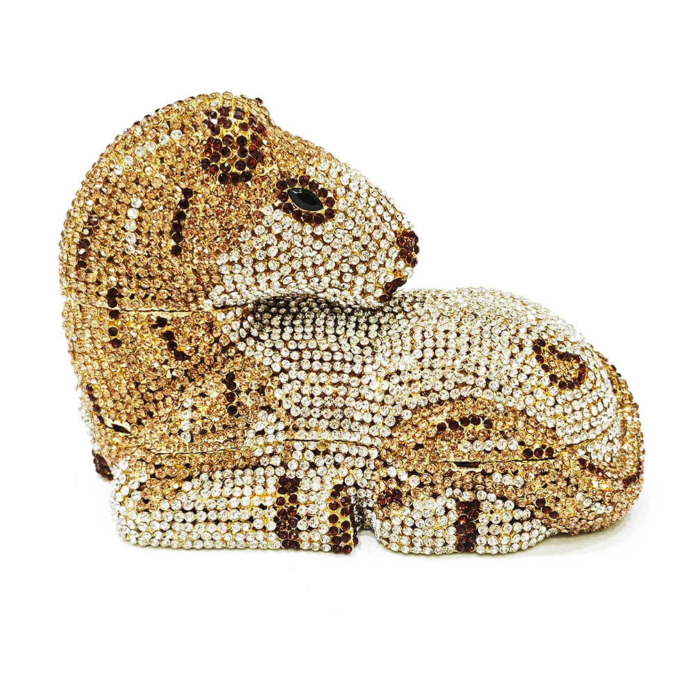 

WHTUOHENG White Brown Horse Crystal Evening Bag Clutch Rhinestone Clutches Women Handbag Purse Bag Luxury Wedding Party Bags