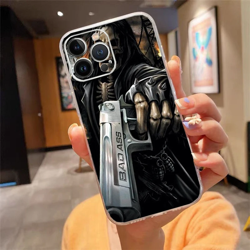 

Phone Case For iphone 17 Pro Max Air 17 16 15 14 13 Pro Max 15Plus 15 16 Pro Grim reaper skull skeleton