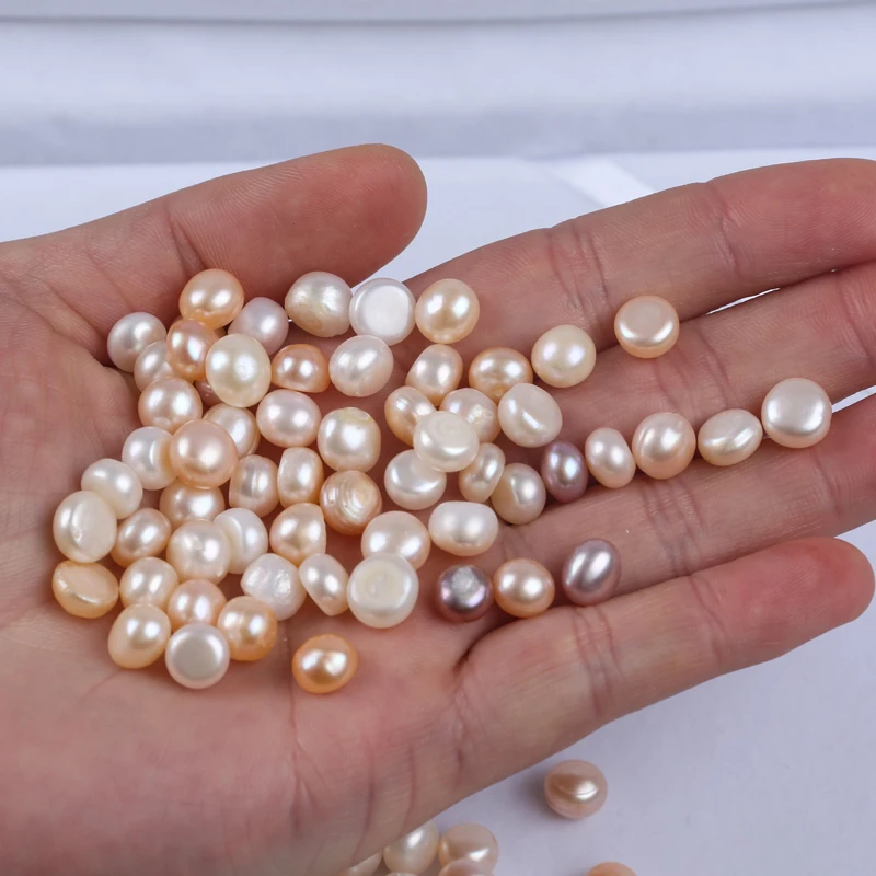 8-9mm A White Pink Purple Natural Loose Real Freshwater Button Pearl Beads for jewelry making