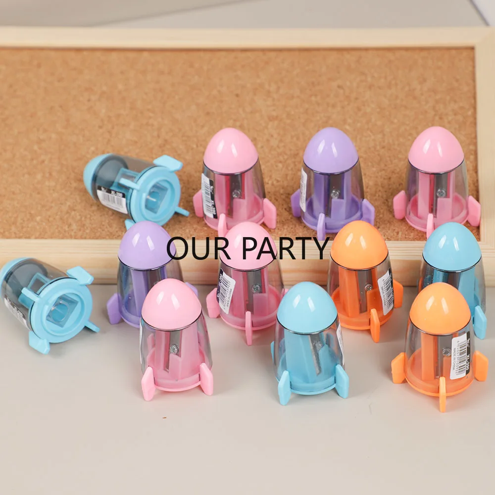 10Pcs Mini Rocket Spaceship Shape Pencil Sharpener Gift for Kids Birthday Party Favors Back To School Stationery Gift Goodie Bag