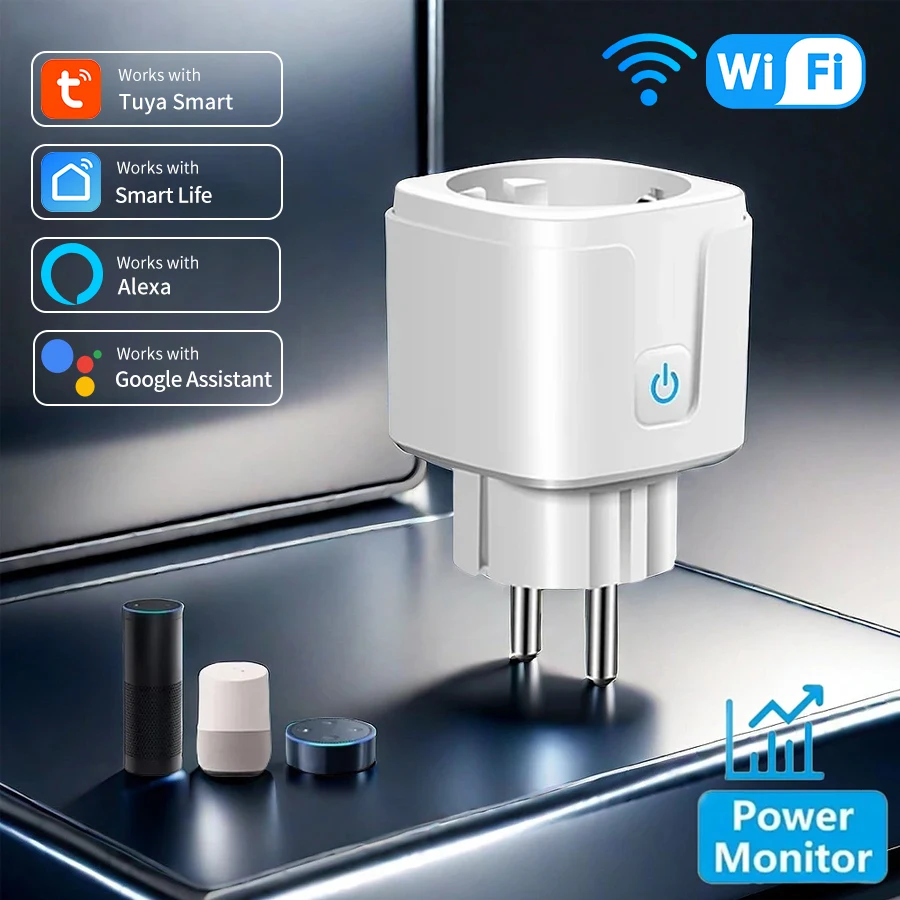 WiFi Smart Plug Socket EU 16/20A with Power Monitoring Timing Tuya Smart Life Alexa Google Home Alice Voice Control Outlet