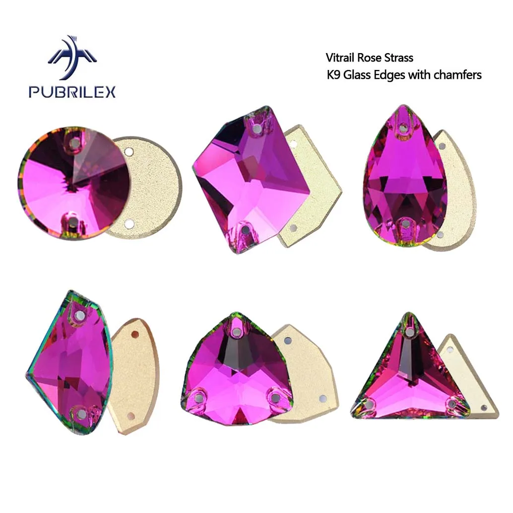 

PUBRILEX витрайл розовое стекло K9 стразы стразы края с фасонами DIY ювелирные изделия пришить камни для свадебного платья одежда