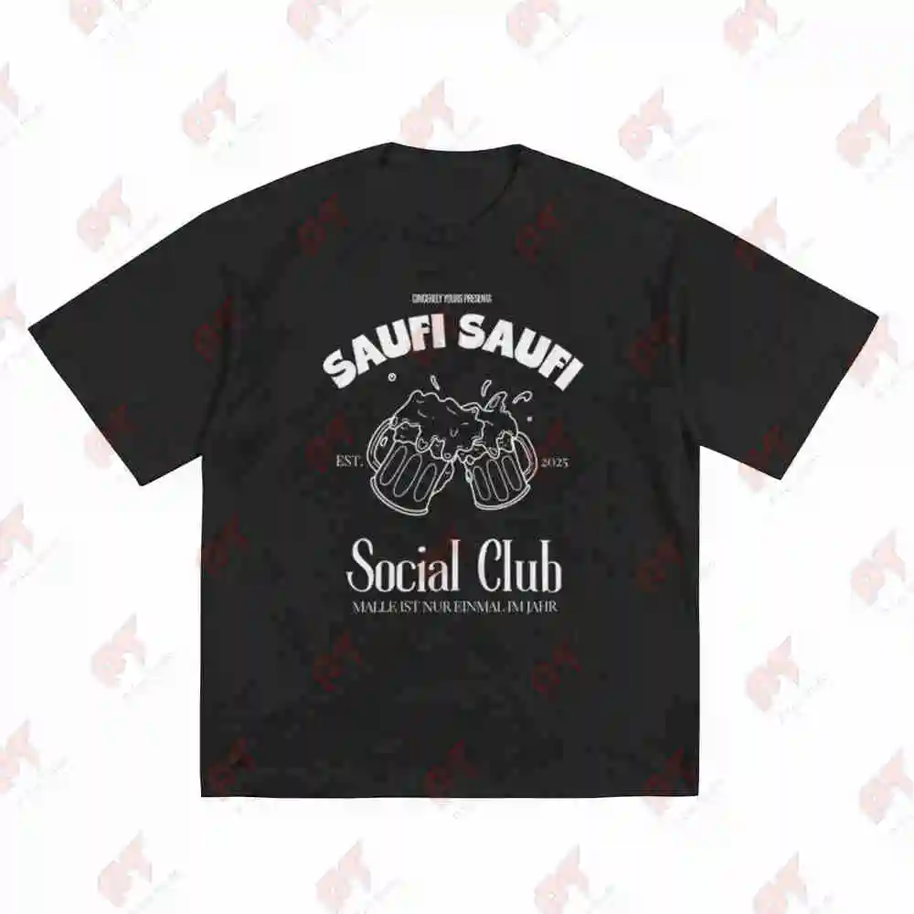 Saufi Social Club Cocktail Party Malle 2025 Short Sleeve Tee 100% Cotton T-Shirt