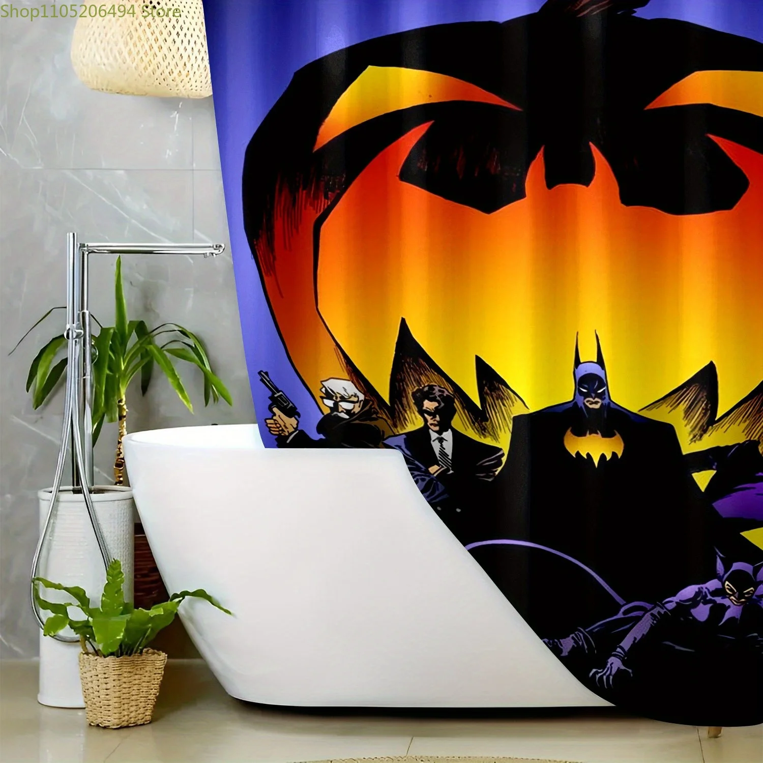 

1pc WB Shower Curtain Batman Printed Shower Curtain - Lovely Design, Includes 12 Hooks, Polyester Fabric, Easy to Clean, Multi