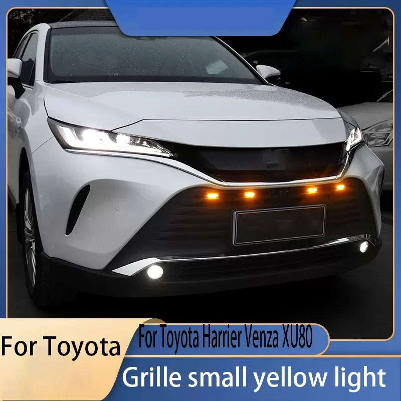 For Toyota Harrier Venza XU80 2020 2022 2024 Grille small yellow light decoration LED fog light accessories