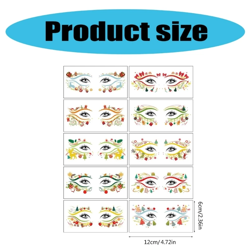 Q0KB 10PCS Eye Tatoos Stickers Festival Face Temporary Stickers For Christmas Event