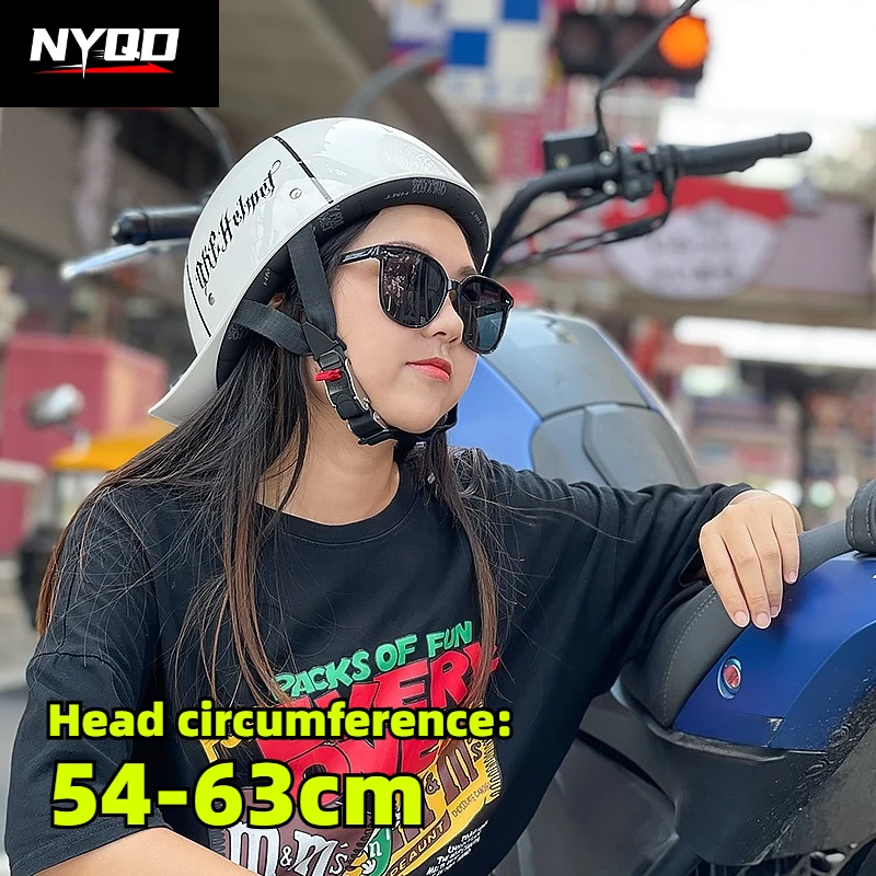 

QiKe Retro Half Helmet for Women, Electric Scooter Bike Motorcycle Summer Riding Cute Lightweight Skull Cap
