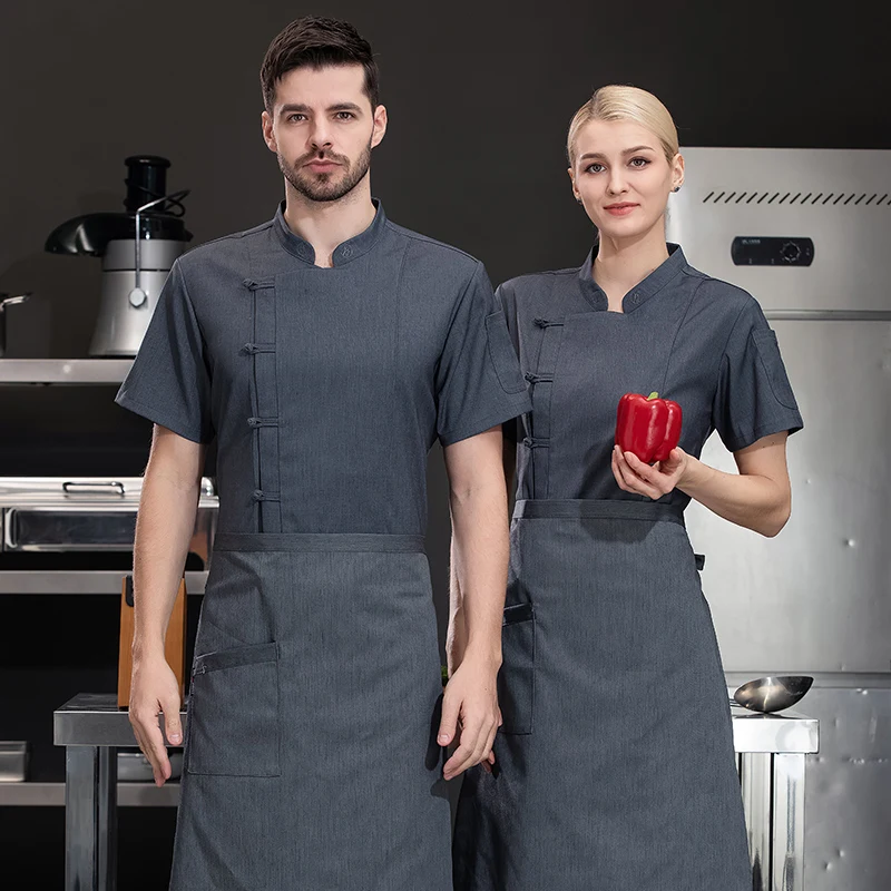 Jaqueta de Chef masculina para restaurante, Macacão de cozinha, Uniforme Hotel Cook, Jaqueta de restauração e cozinha, Padaria e café garçom camisa de trabalho